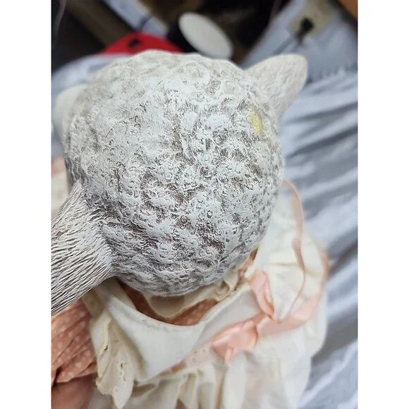 Vtg Shelve Sitter Lamb Doll 21” Stuffed Body Ceramic Head And  Feet - Picture 10 of 10